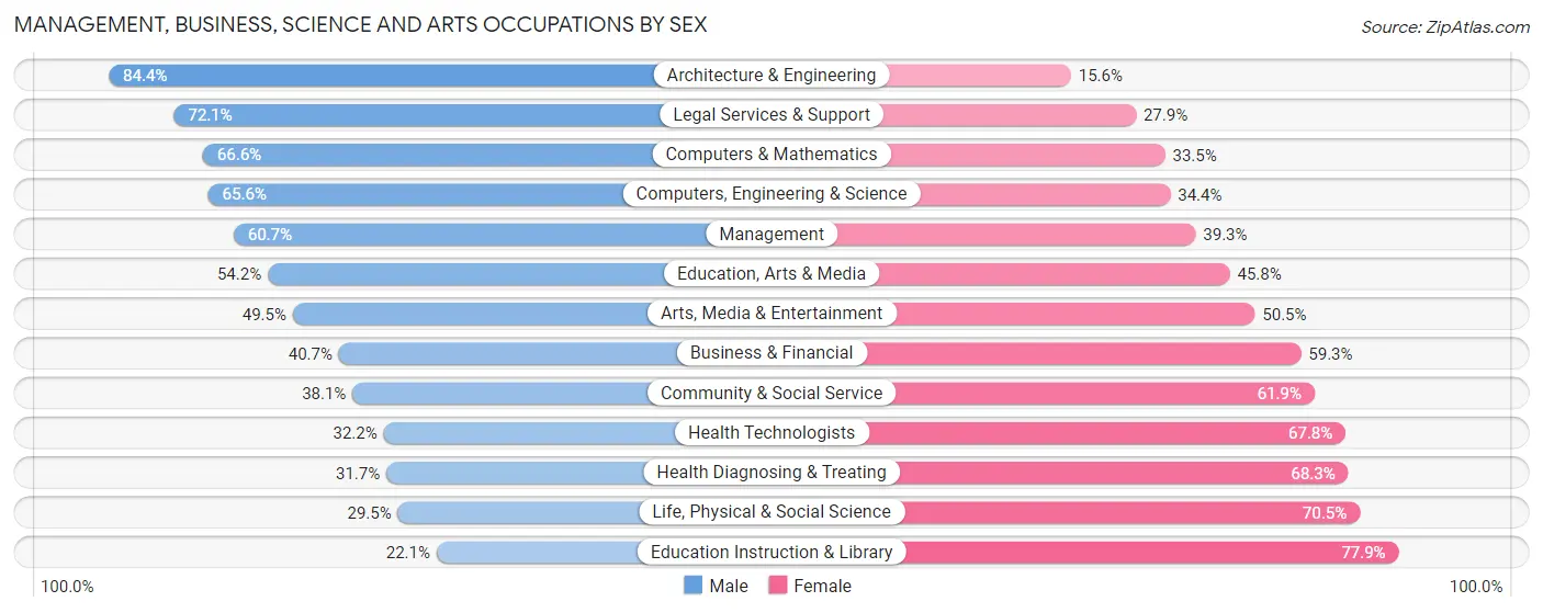 Management, Business, Science and Arts Occupations by Sex in Zip Code 30093