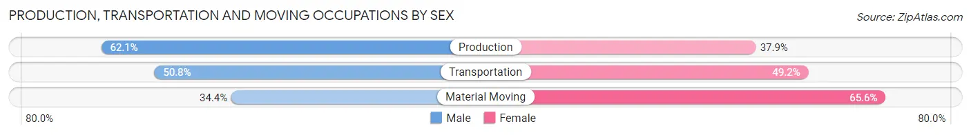 Production, Transportation and Moving Occupations by Sex in Zip Code 30105