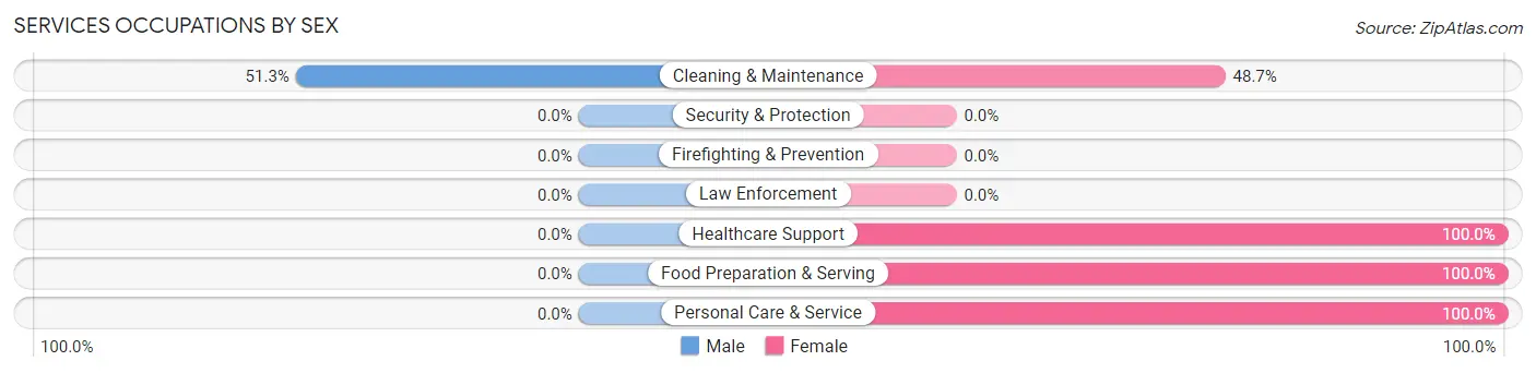 Services Occupations by Sex in Zip Code 30105