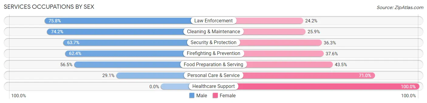 Services Occupations by Sex in Zip Code 30106