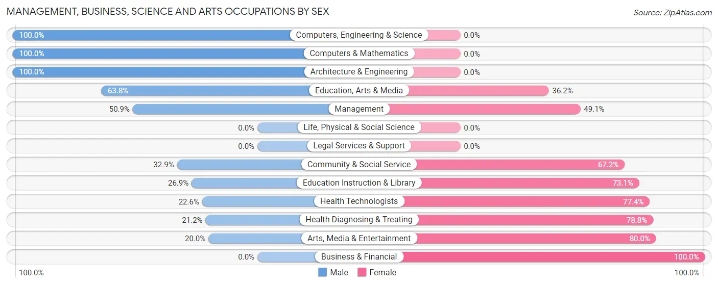 Management, Business, Science and Arts Occupations by Sex in Zip Code 30108
