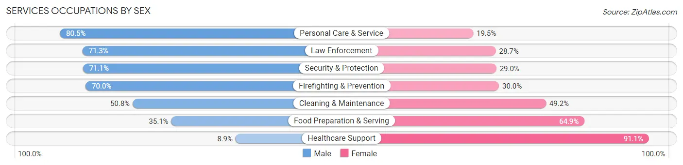 Services Occupations by Sex in Zip Code 30108