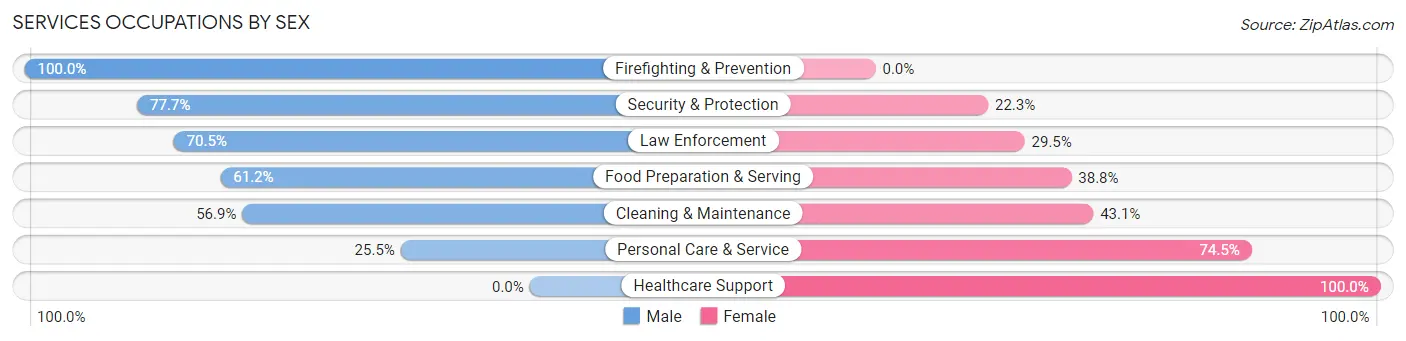 Services Occupations by Sex in Zip Code 30110