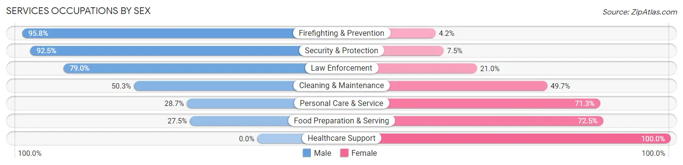 Services Occupations by Sex in Zip Code 30126