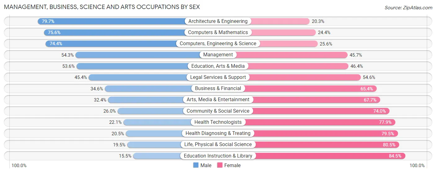 Management, Business, Science and Arts Occupations by Sex in Zip Code 30135