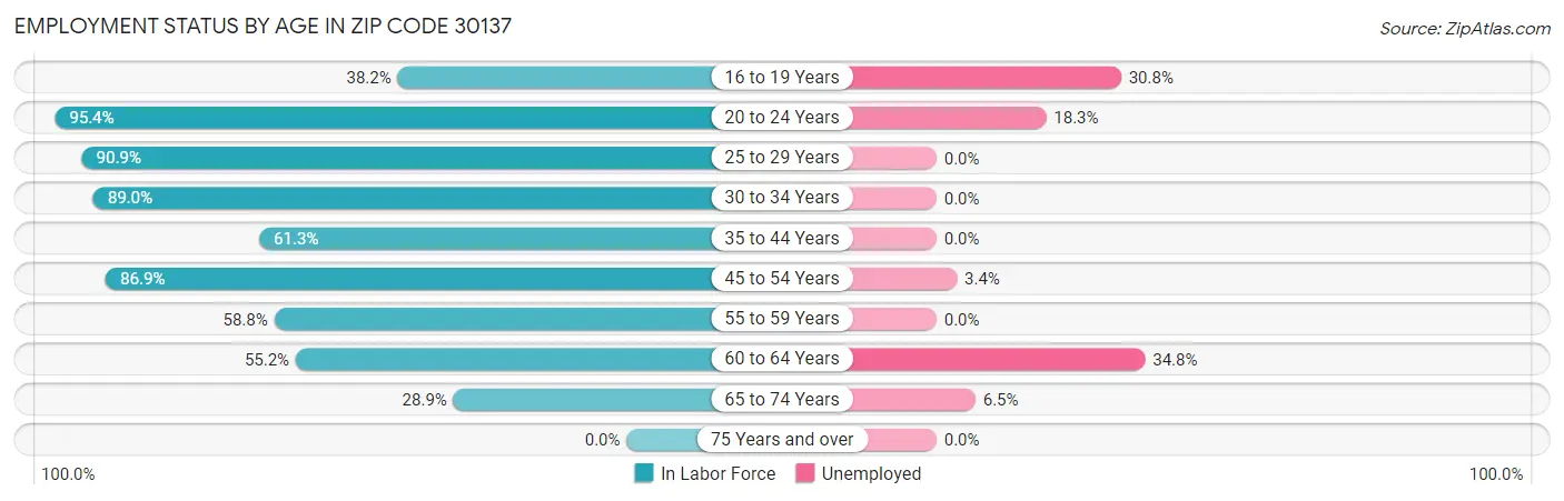 Employment Status by Age in Zip Code 30137