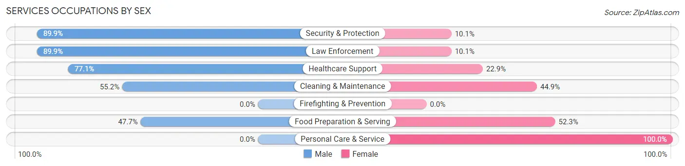 Services Occupations by Sex in Zip Code 30145