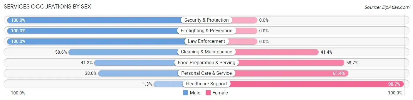 Services Occupations by Sex in Zip Code 30152