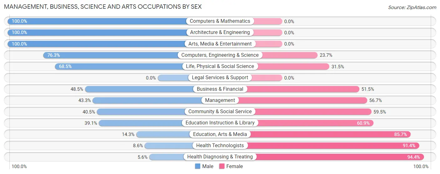 Management, Business, Science and Arts Occupations by Sex in Zip Code 30153