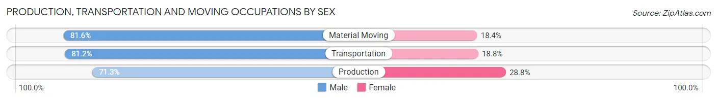 Production, Transportation and Moving Occupations by Sex in Zip Code 30180