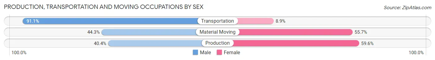 Production, Transportation and Moving Occupations by Sex in Zip Code 30185