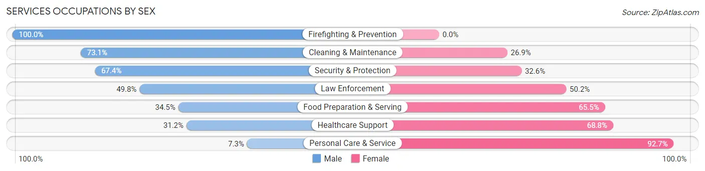 Services Occupations by Sex in Zip Code 30189
