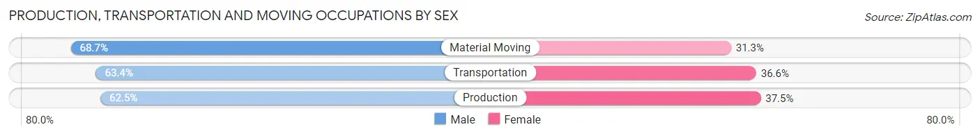 Production, Transportation and Moving Occupations by Sex in Zip Code 30222