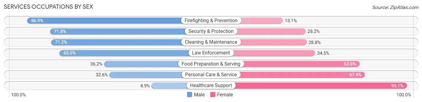 Services Occupations by Sex in Zip Code 30223