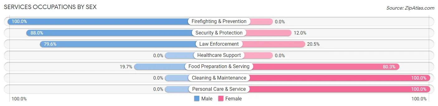 Services Occupations by Sex in Zip Code 30257