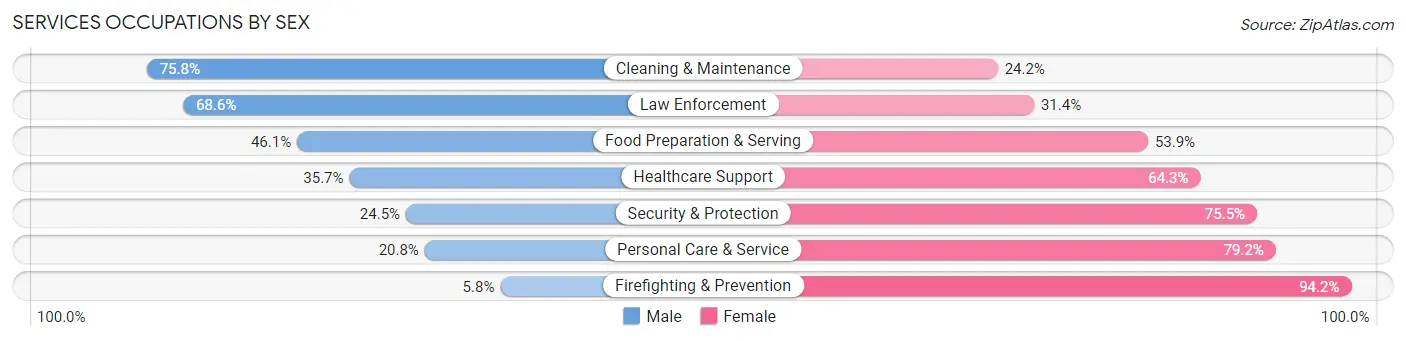 Services Occupations by Sex in Zip Code 30260