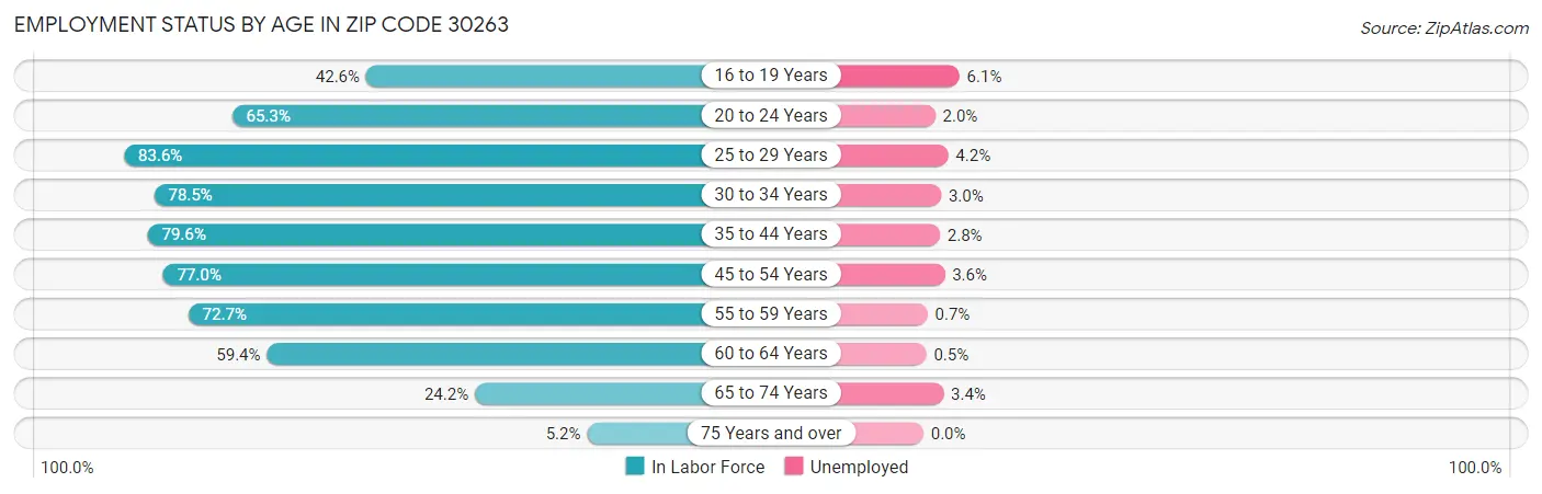 Employment Status by Age in Zip Code 30263