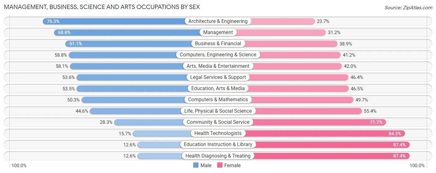 Management, Business, Science and Arts Occupations by Sex in Zip Code 30265