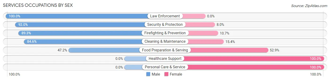 Services Occupations by Sex in Zip Code 30276