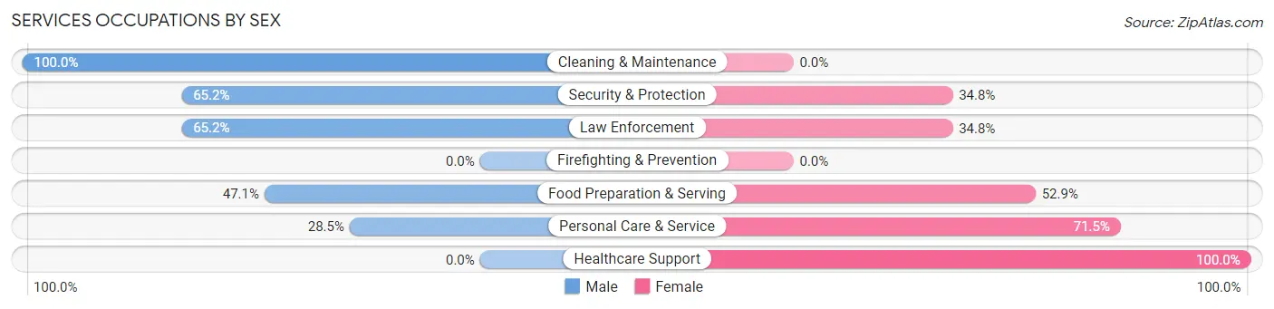 Services Occupations by Sex in Zip Code 30290