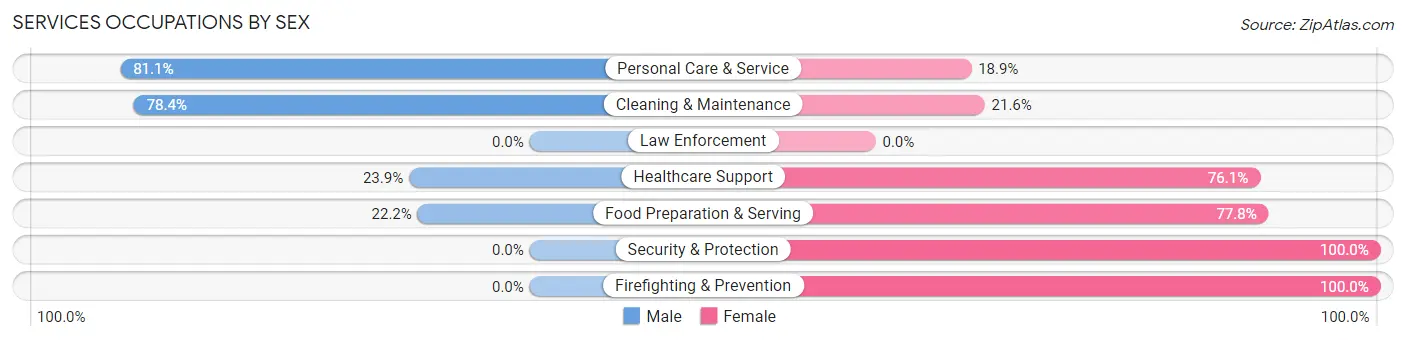 Services Occupations by Sex in Zip Code 30291