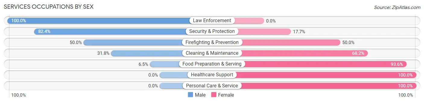 Services Occupations by Sex in Zip Code 30293