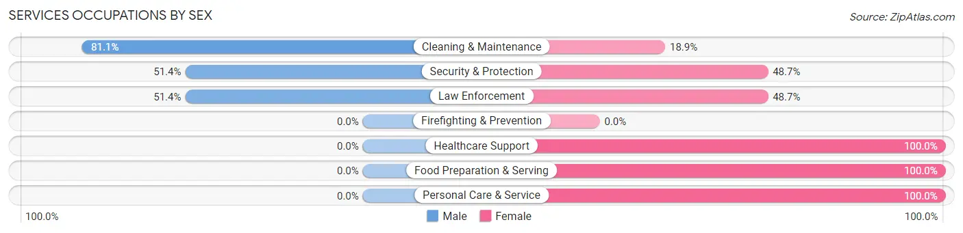 Services Occupations by Sex in Zip Code 30295