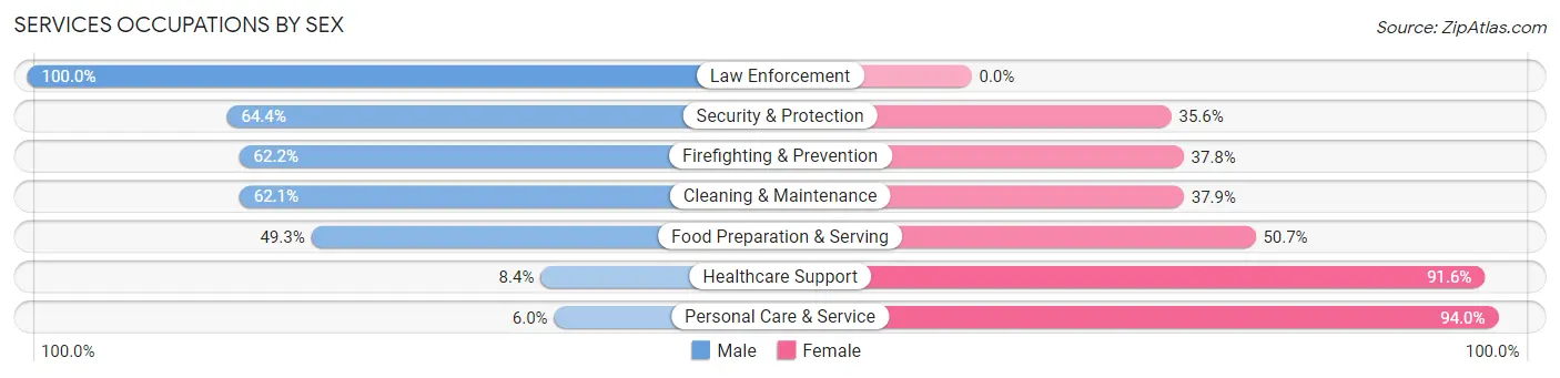Services Occupations by Sex in Zip Code 30297