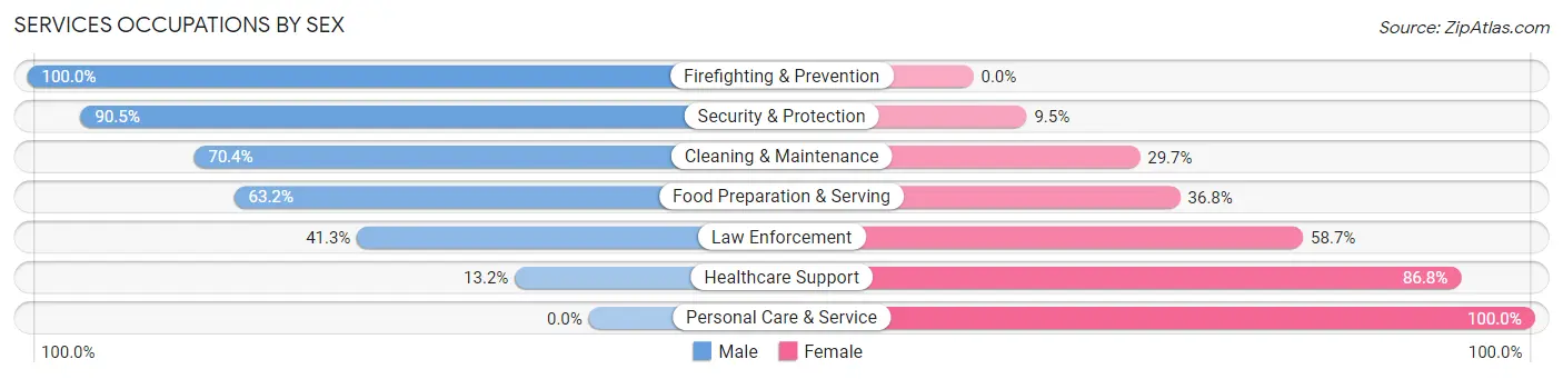 Services Occupations by Sex in Zip Code 30308