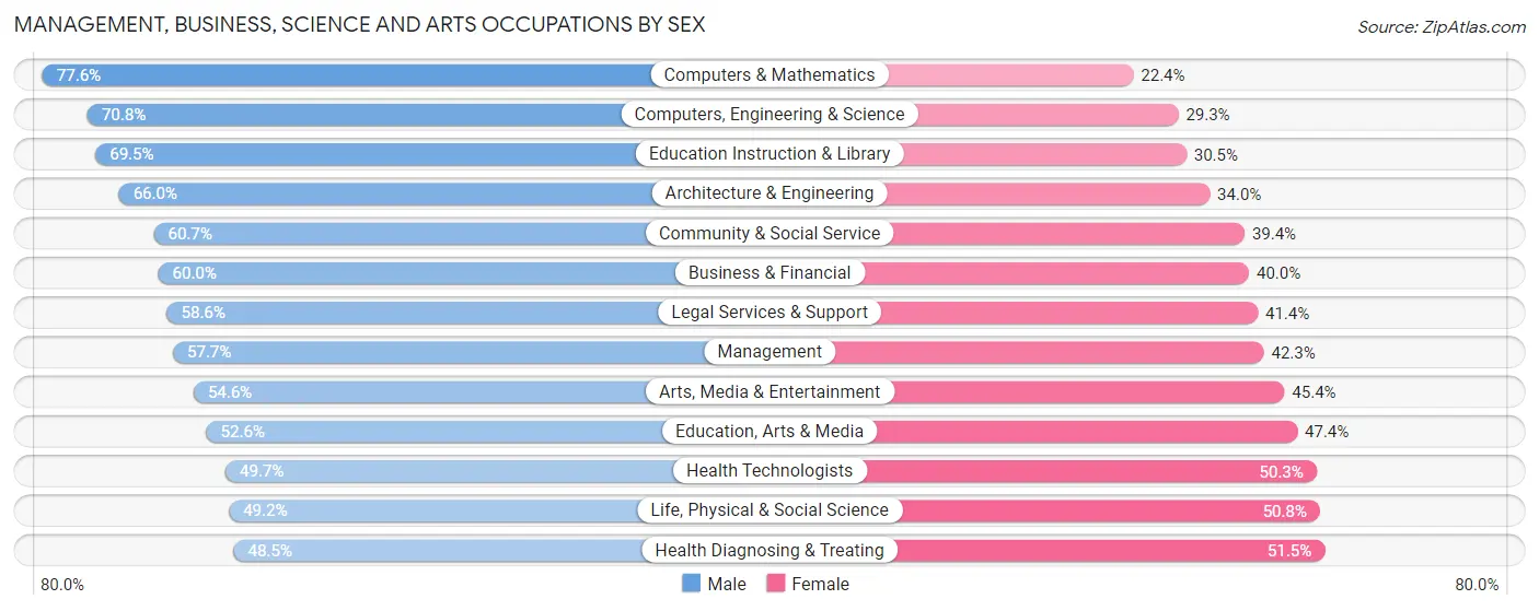 Management, Business, Science and Arts Occupations by Sex in Zip Code 30309