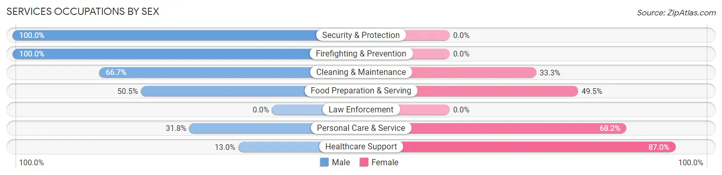 Services Occupations by Sex in Zip Code 30309