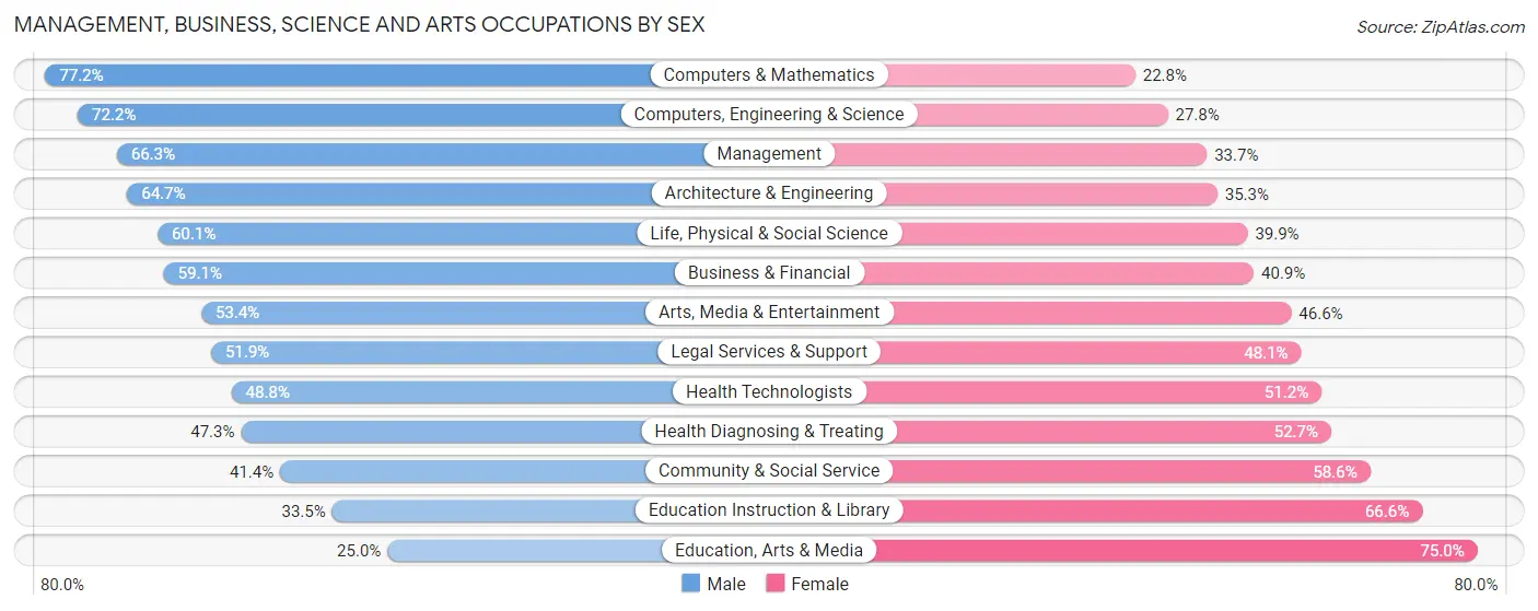 Management, Business, Science and Arts Occupations by Sex in Zip Code 30324