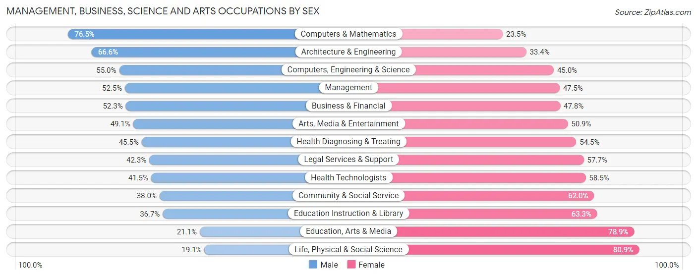 Management, Business, Science and Arts Occupations by Sex in Zip Code 30329