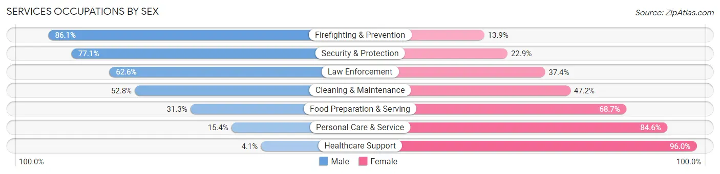 Services Occupations by Sex in Zip Code 30339