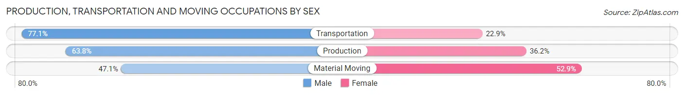 Production, Transportation and Moving Occupations by Sex in Zip Code 30340