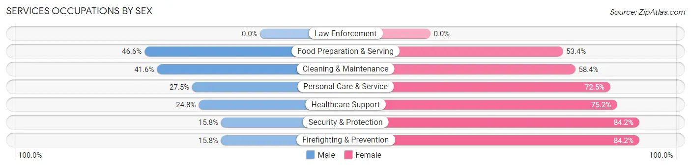 Services Occupations by Sex in Zip Code 30340