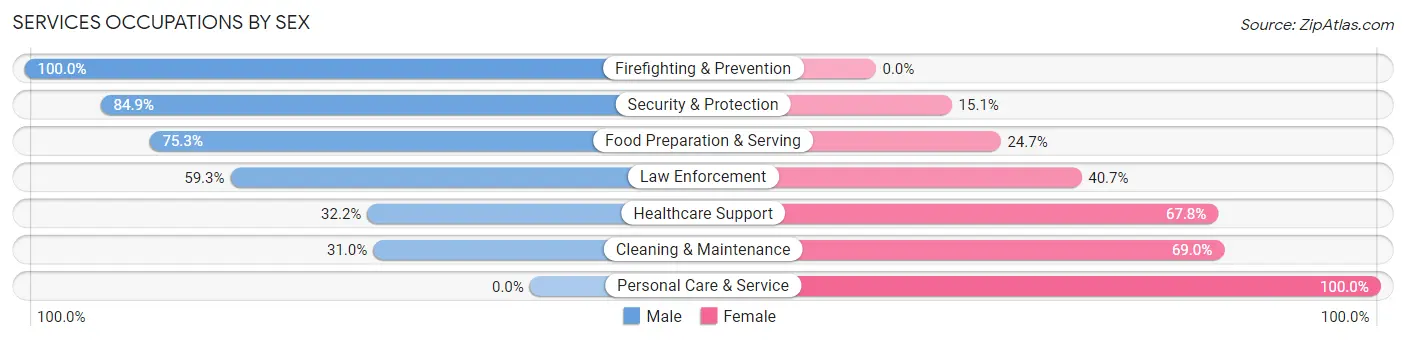 Services Occupations by Sex in Zip Code 30342