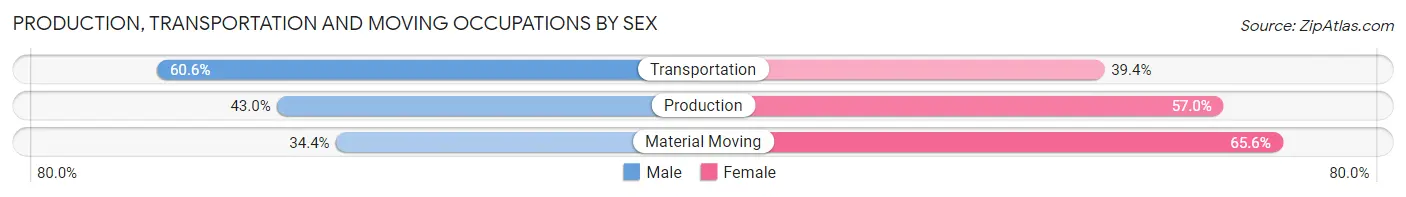 Production, Transportation and Moving Occupations by Sex in Zip Code 30345
