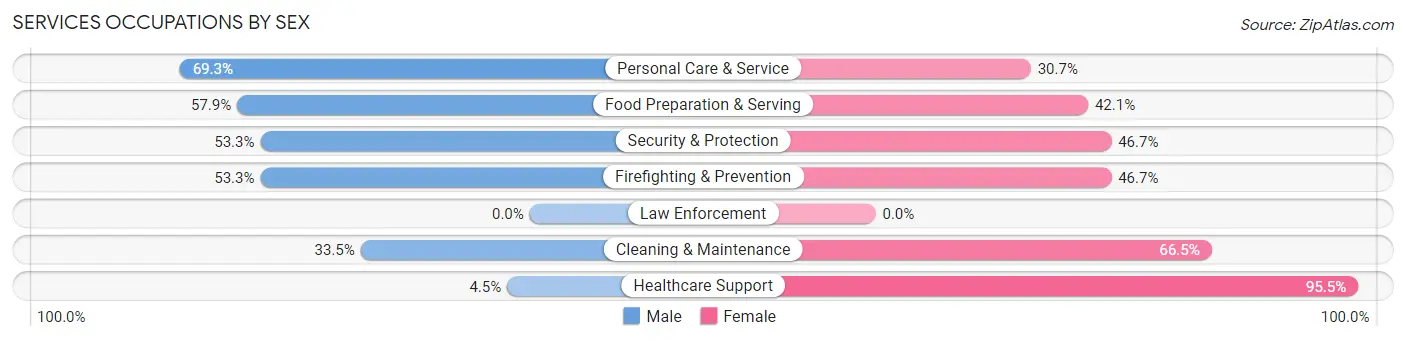 Services Occupations by Sex in Zip Code 30345