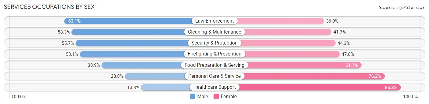 Services Occupations by Sex in Zip Code 30349