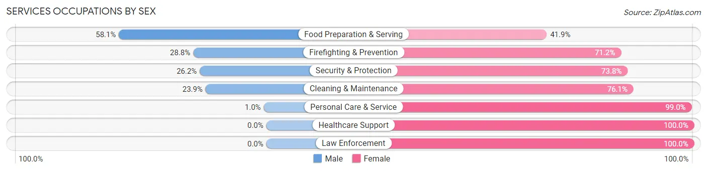 Services Occupations by Sex in Zip Code 30354
