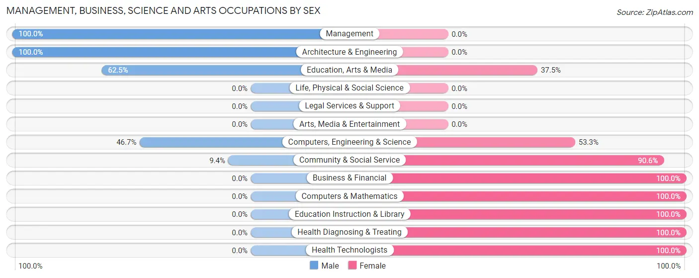 Management, Business, Science and Arts Occupations by Sex in Zip Code 30411