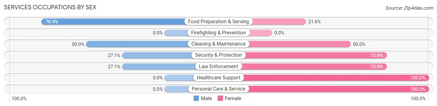 Services Occupations by Sex in Zip Code 30428