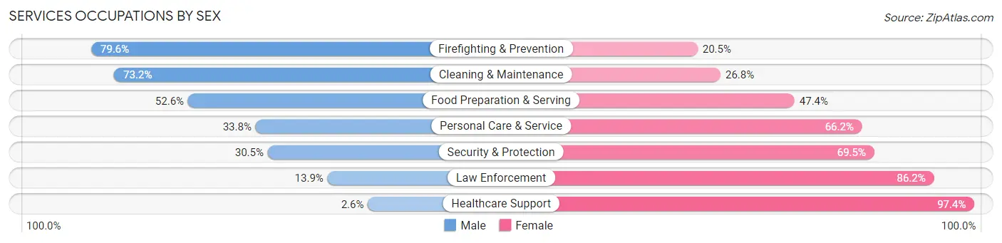 Services Occupations by Sex in Zip Code 30458