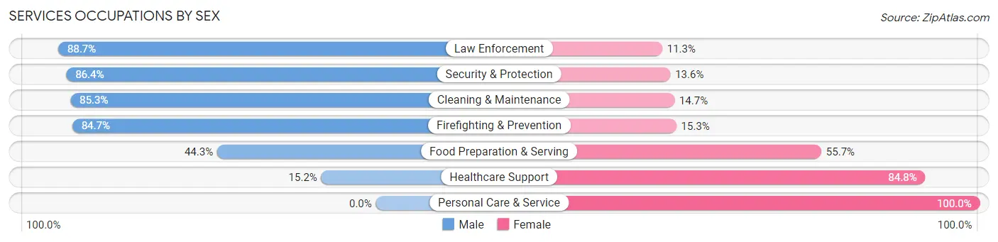Services Occupations by Sex in Zip Code 30461