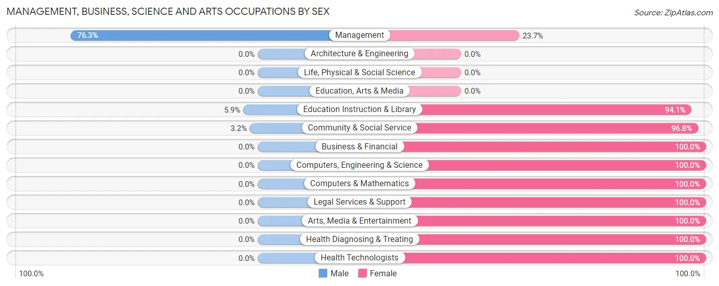 Management, Business, Science and Arts Occupations by Sex in Zip Code 30473