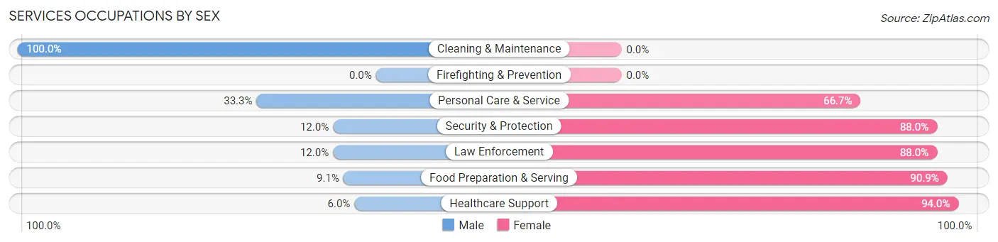 Services Occupations by Sex in Zip Code 30477