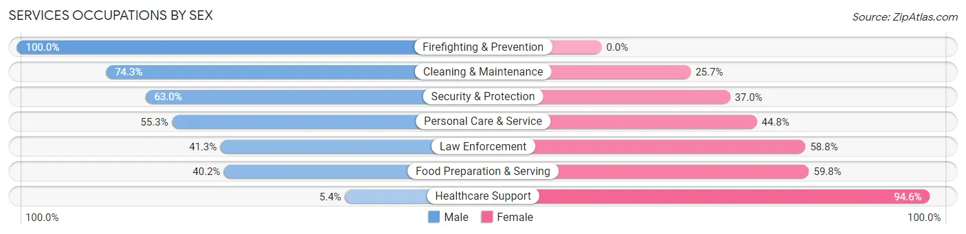 Services Occupations by Sex in Zip Code 30504