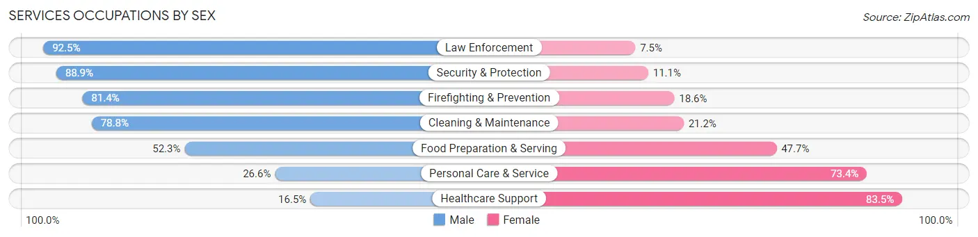 Services Occupations by Sex in Zip Code 30506