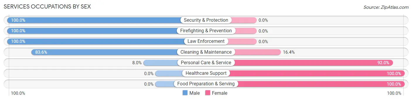 Services Occupations by Sex in Zip Code 30521
